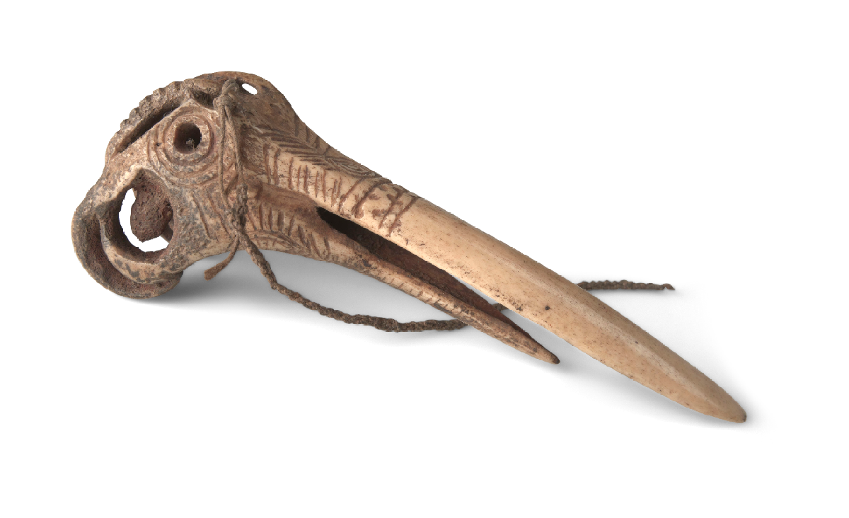 Carved “Bird Head,” Cassowary-Bone Dagger with Cord, early 20th century