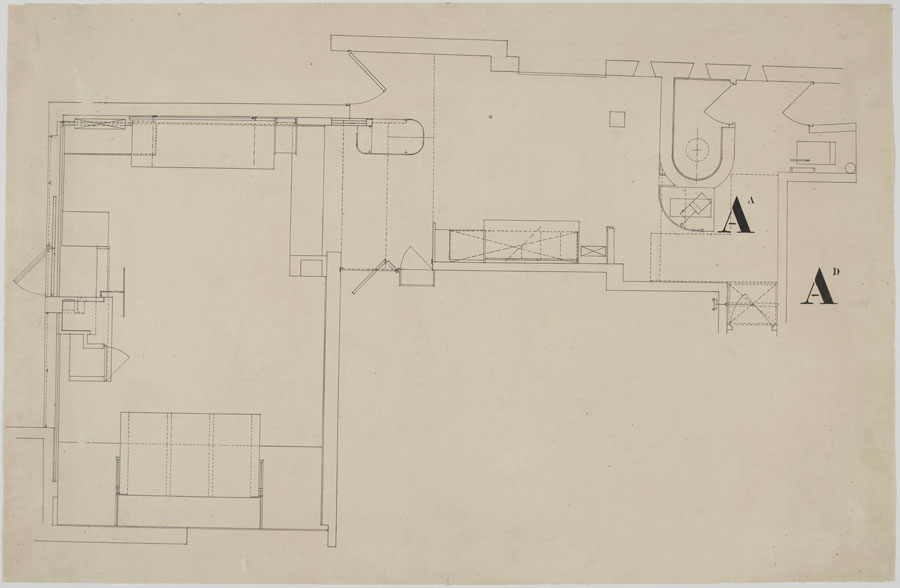 Drawing of a floor plan for a house.