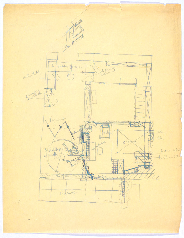 Annotated floor plan sketch of a house.