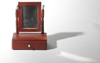Red Painted Shaving Mirror with Single Drawer